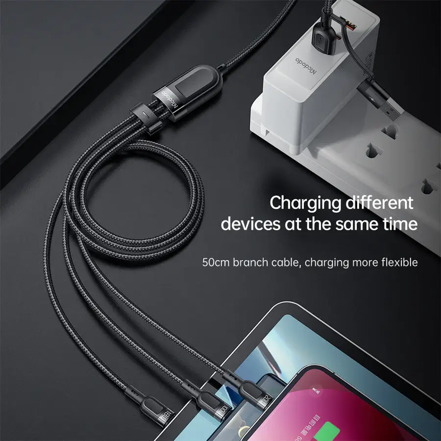 Mcdodo Thunder Series 2 in 3 Fast Charging Cable 100W (1.2M)