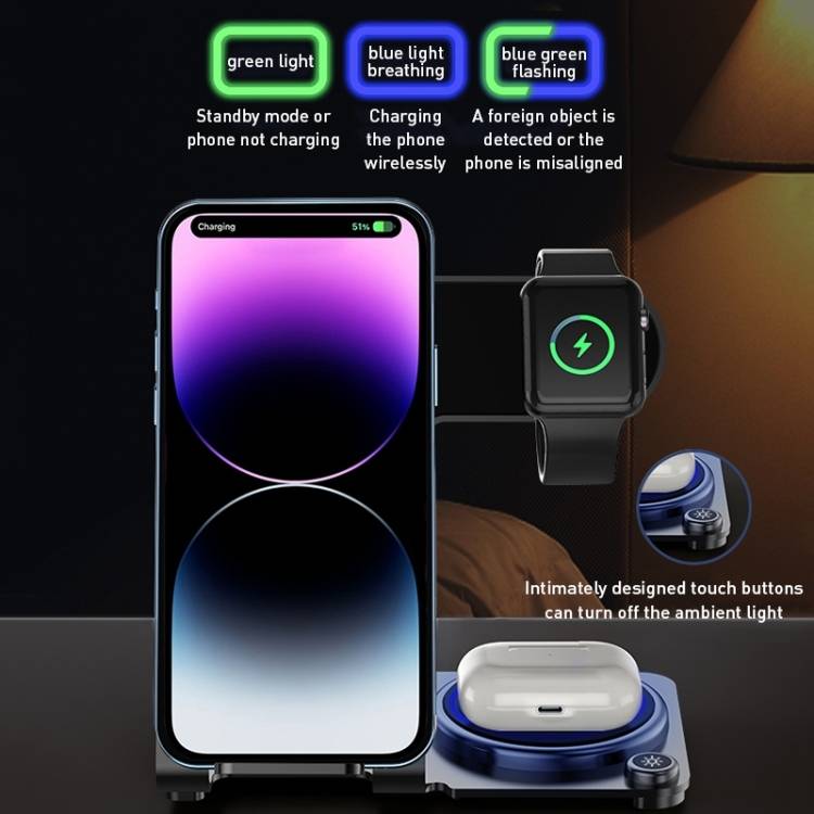 WiWU Wi-W005 Power Air Experience Convenient 3 in 1 Wireless Charging with 15W Fast Charging