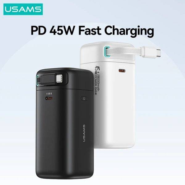 USAMS US-CD216 18000mAh Power Bank with Dual PD 45W Output & Magnetic Cable