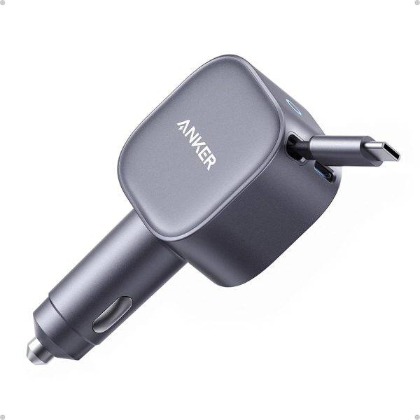 Anker Nano A2738 75W USB-C Car Charger Built-in Retractable USB-C Cable