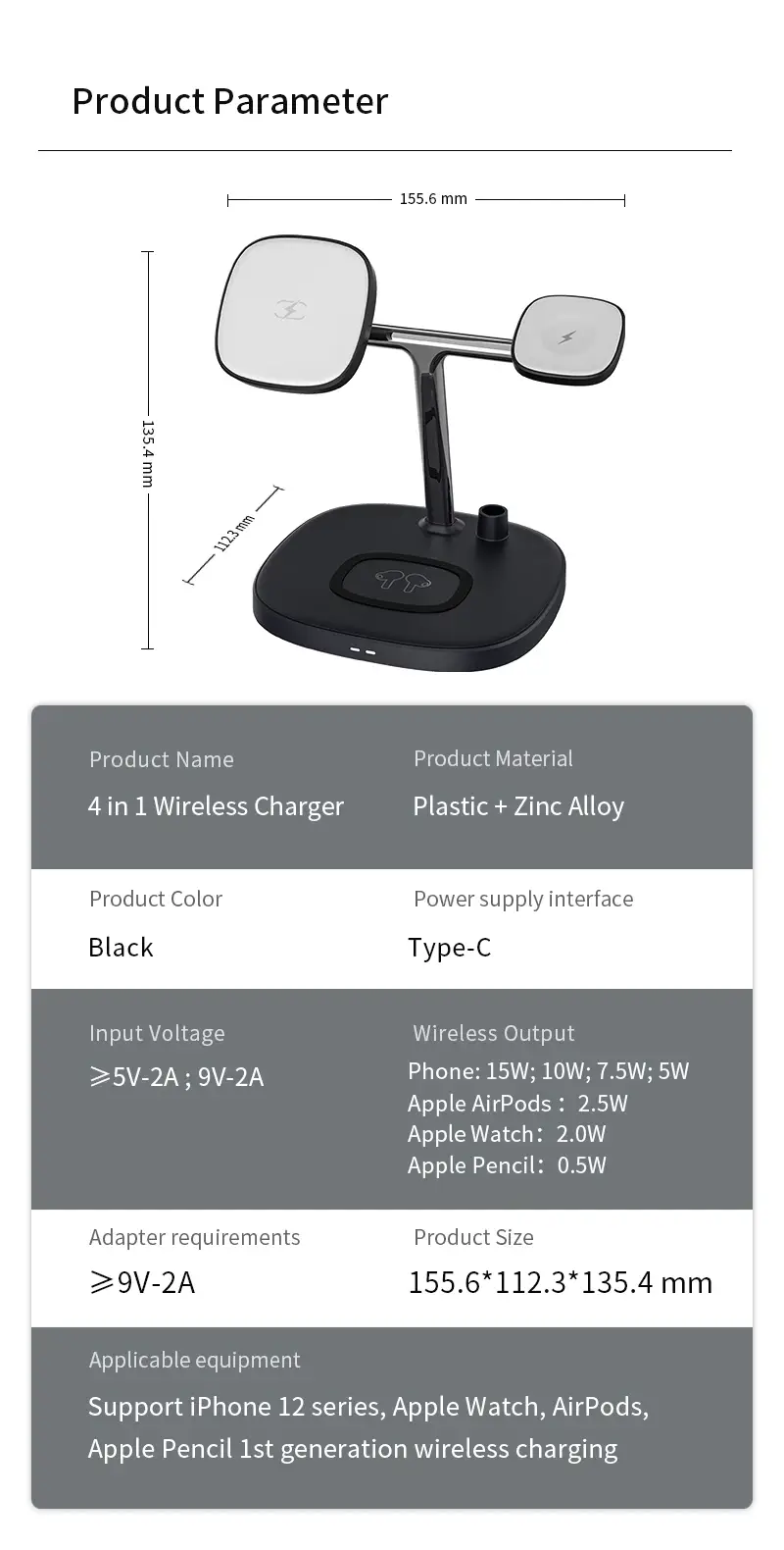 WiWU Power Air 4 in 1 Qi Magnetic 15W Wireless Charger