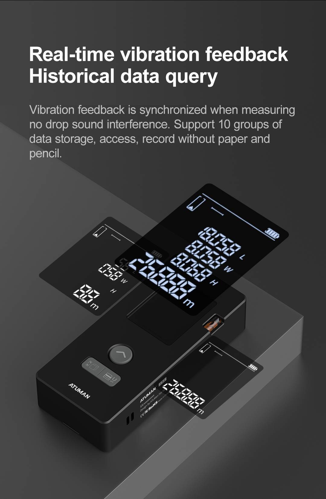 ATUMAN LS3 60M Laser Rangefinder Fast & Precise Distance, Area, and Volume Measurement