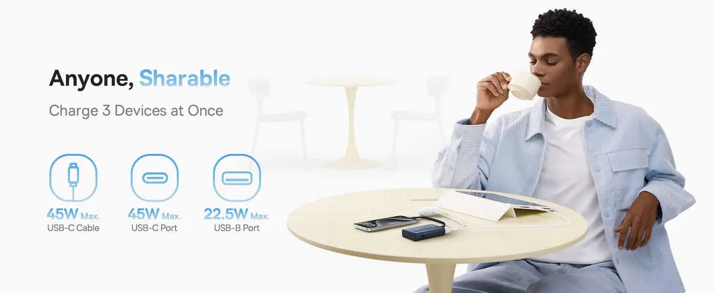 Baseus PicoGo 10000mAh 45W Portable Power Bank with Built-in USB-C Cable