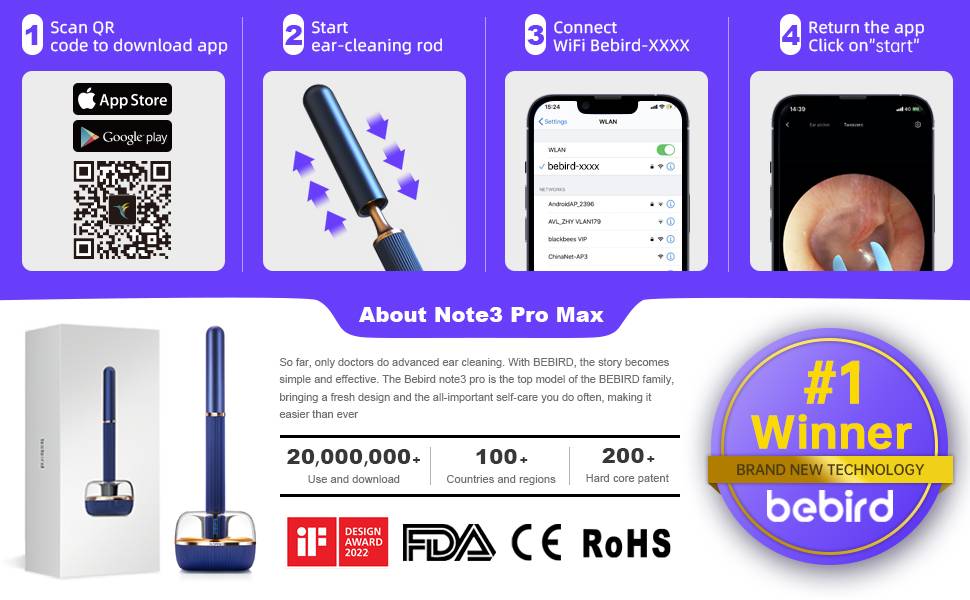 BEBIRD Note3 Pro Max 10MP HD All-in-One Ear Wax Removal Camera