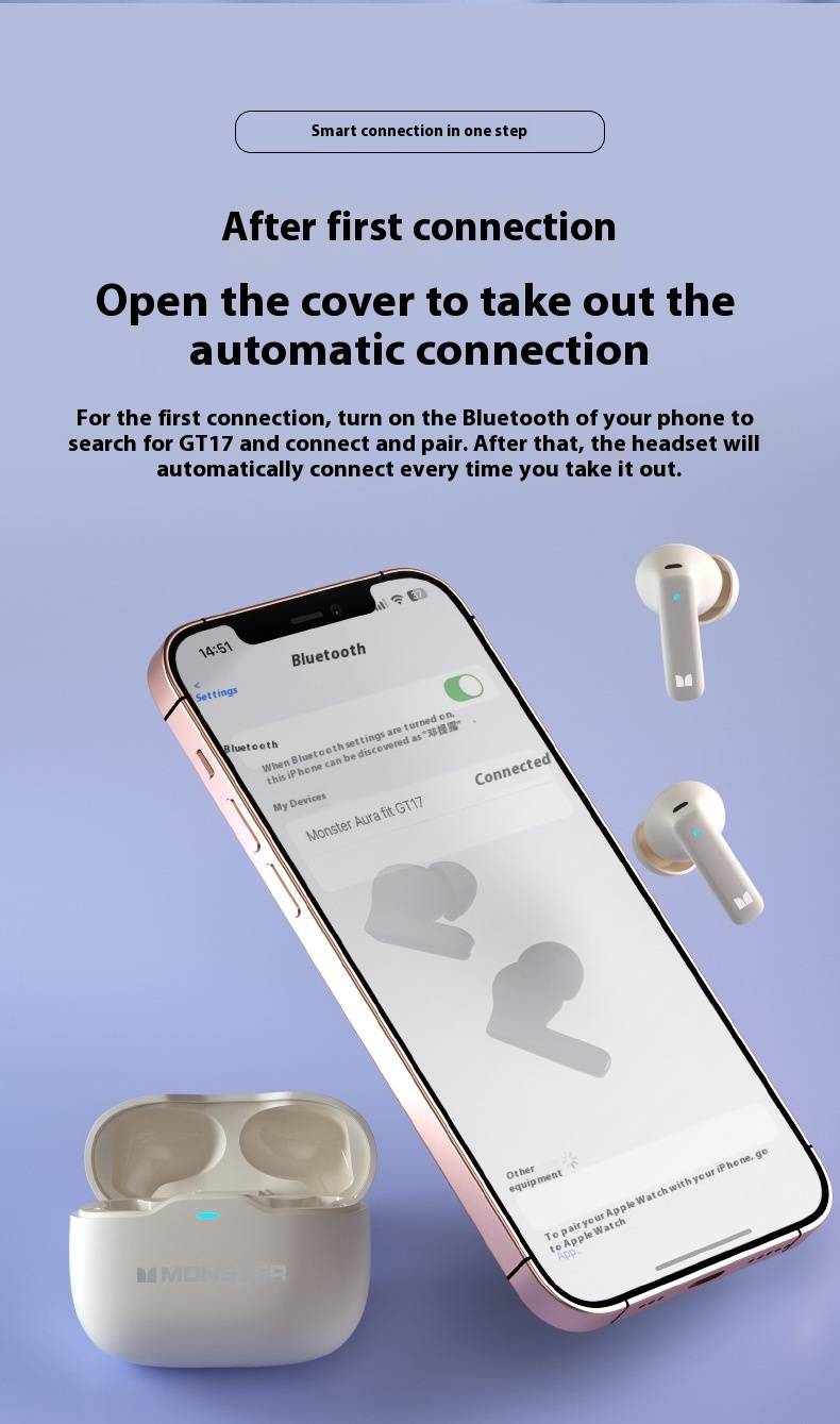 Monster Aura Fit GT17 ANC TWS Bluetooth Earbuds 