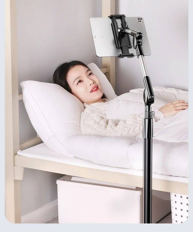 RTAKO LD057 1.6M Extendable Floor-Standing 360° Turbo Self-Locking Lazy Bracket for Tablets and Smartphones