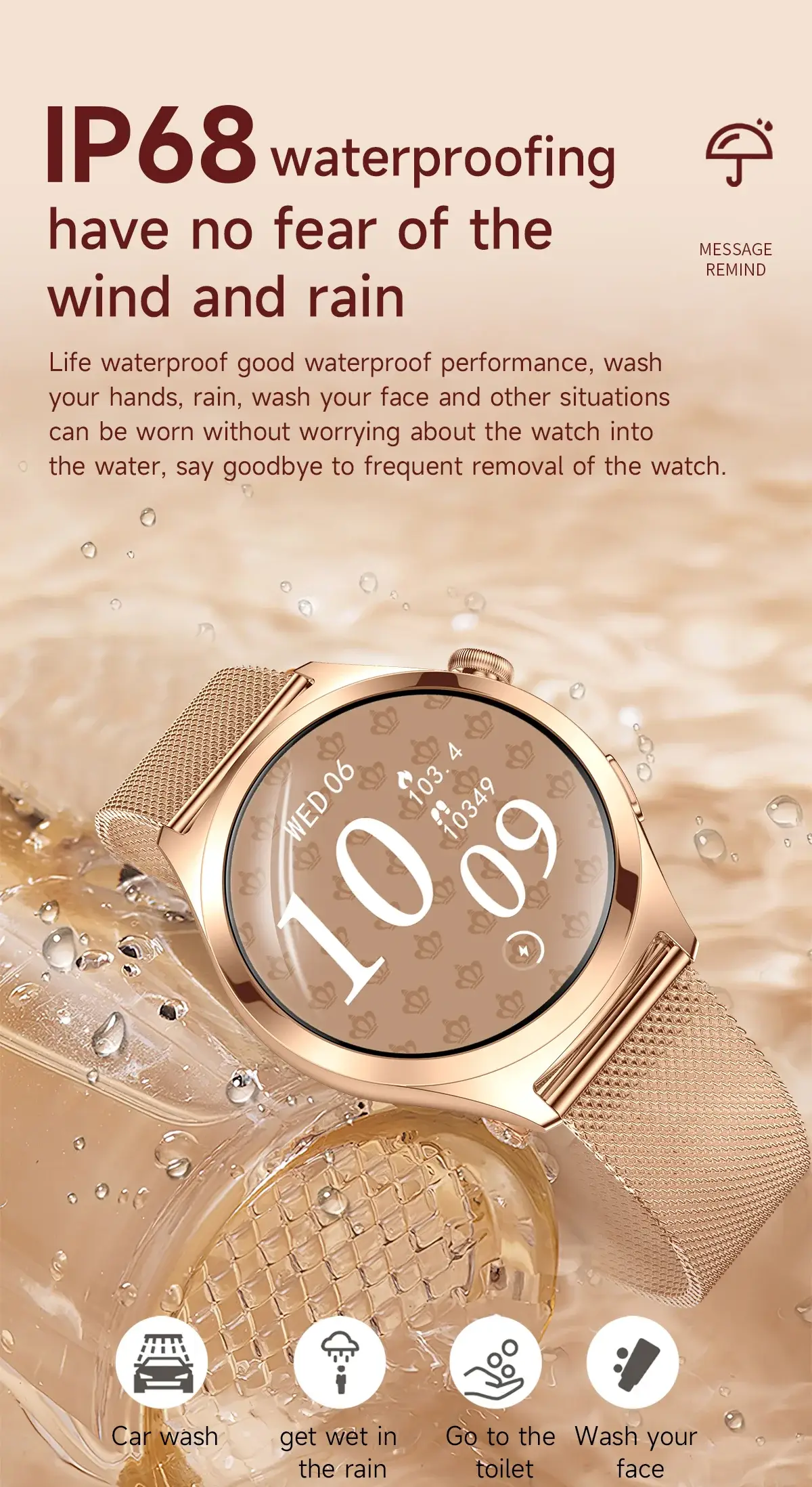 YES Ariel Nova Smartwatch for Women with Health & Fitness Tracking and IP68 Water Resistance