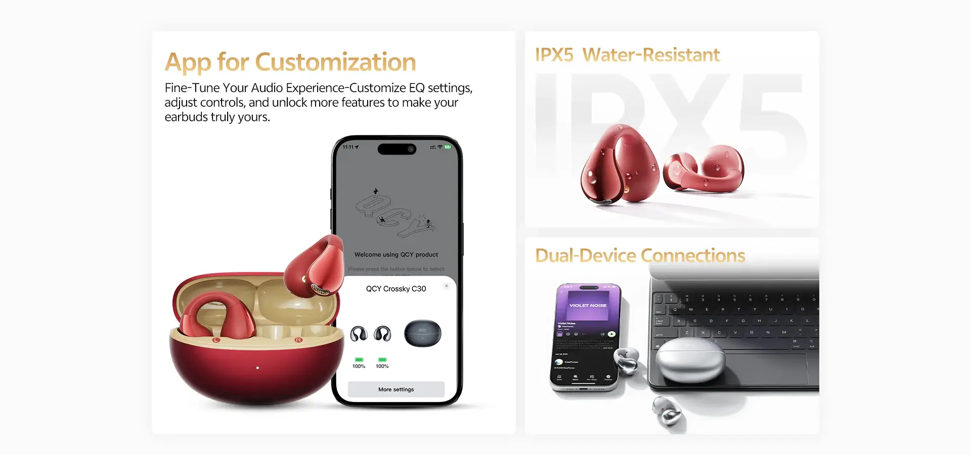 QCY Crossky C30S Open-Ear Headphones