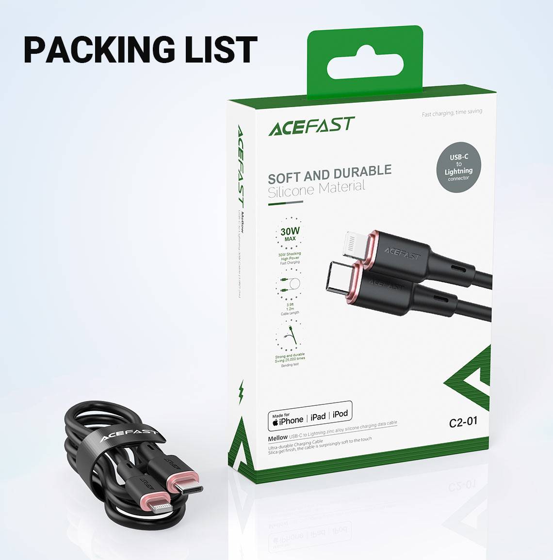 ACEFAST C2-01 USB-C to Lightning 30W Fast Charging Data Cable