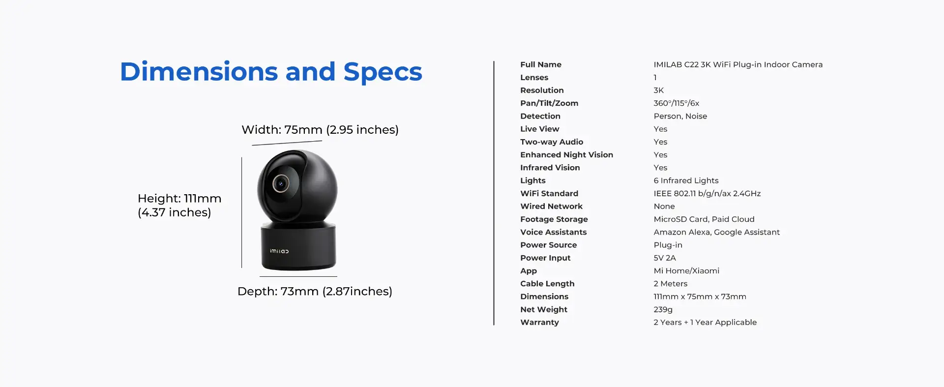 IMILAB C22 3K Wi-Fi Plug-in Power Indoor Security Camera