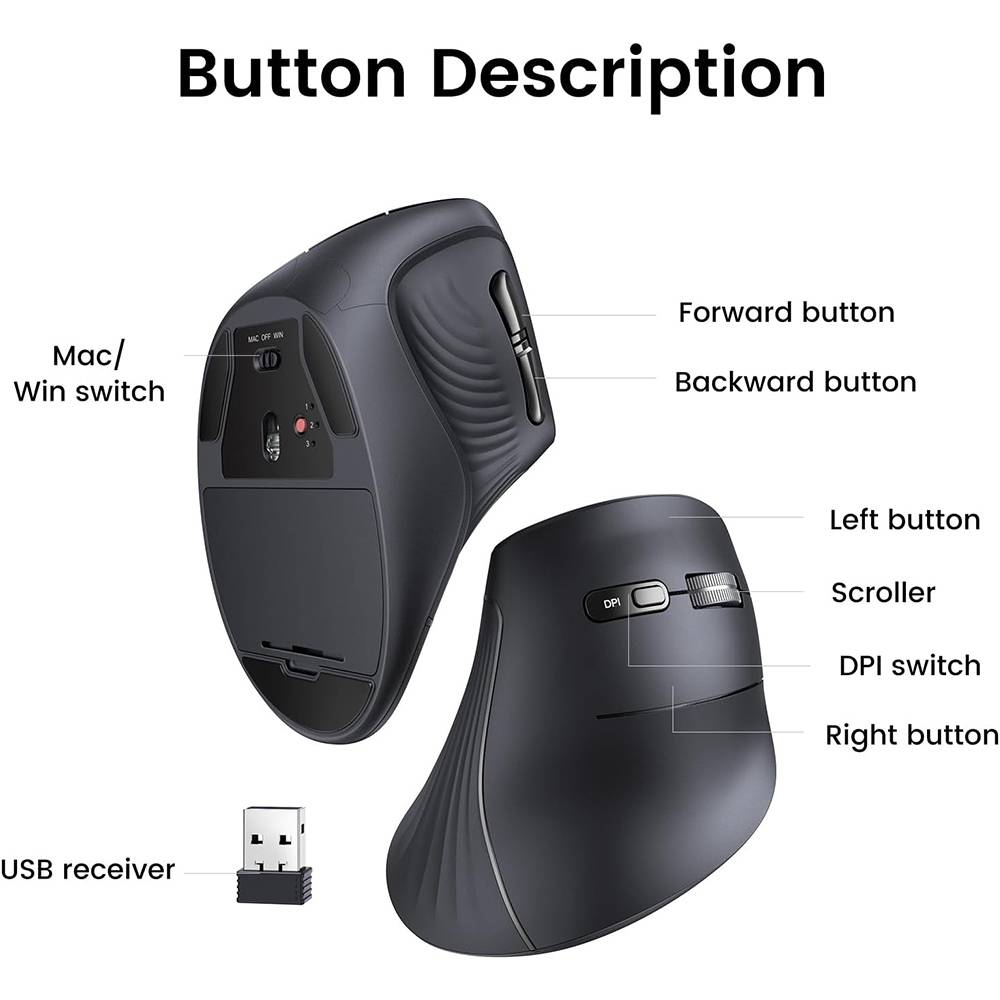 Ugreen MU008 Multi-Mode Vertical Wireless Mouse