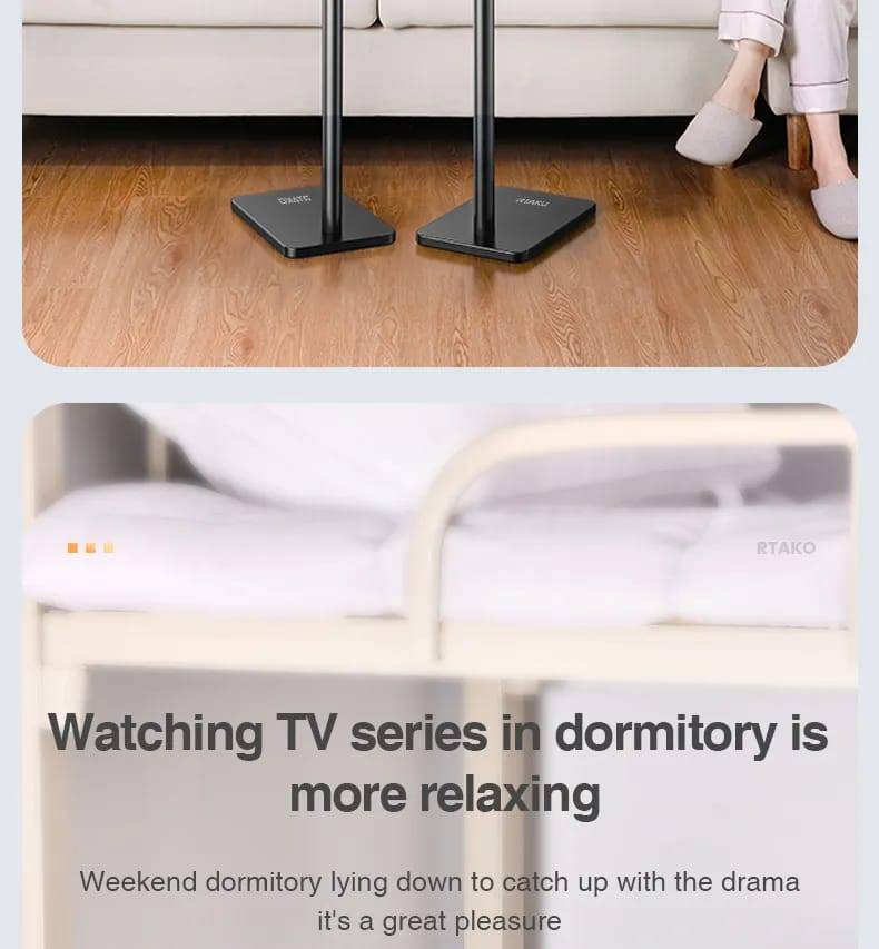 Rtako Ld057 1.6M Extendable Floor-Standing 360° Turbo Self-Locking Lazy Bracket For Tablets And Smartphones