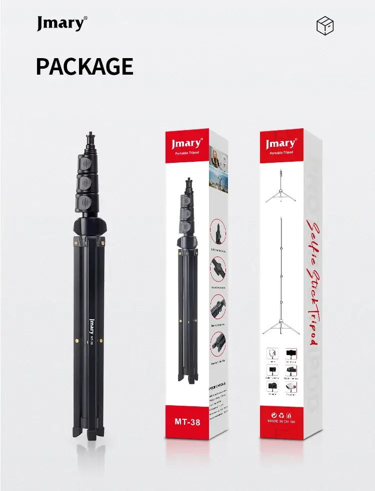 Jmary MT38 Heavy-Duty Extendable Aluminum Tripod Stand Lightweight & Adjustable