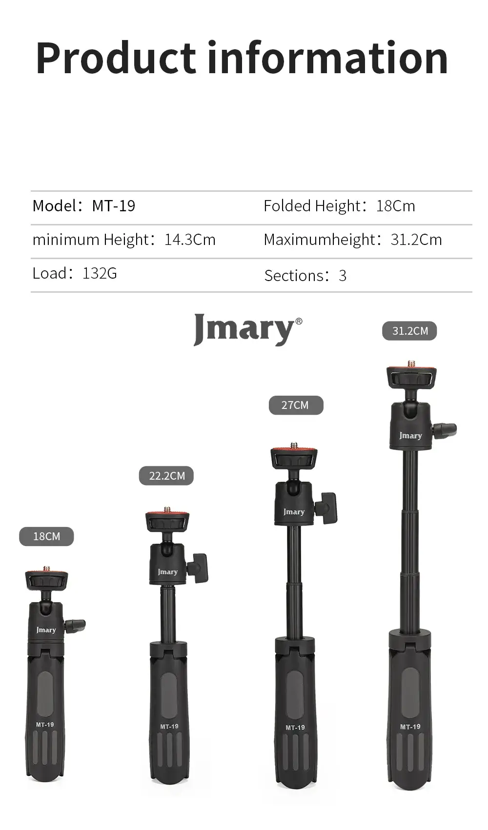 Jmary MT19 Mini Portable Mobile Stand Tripod