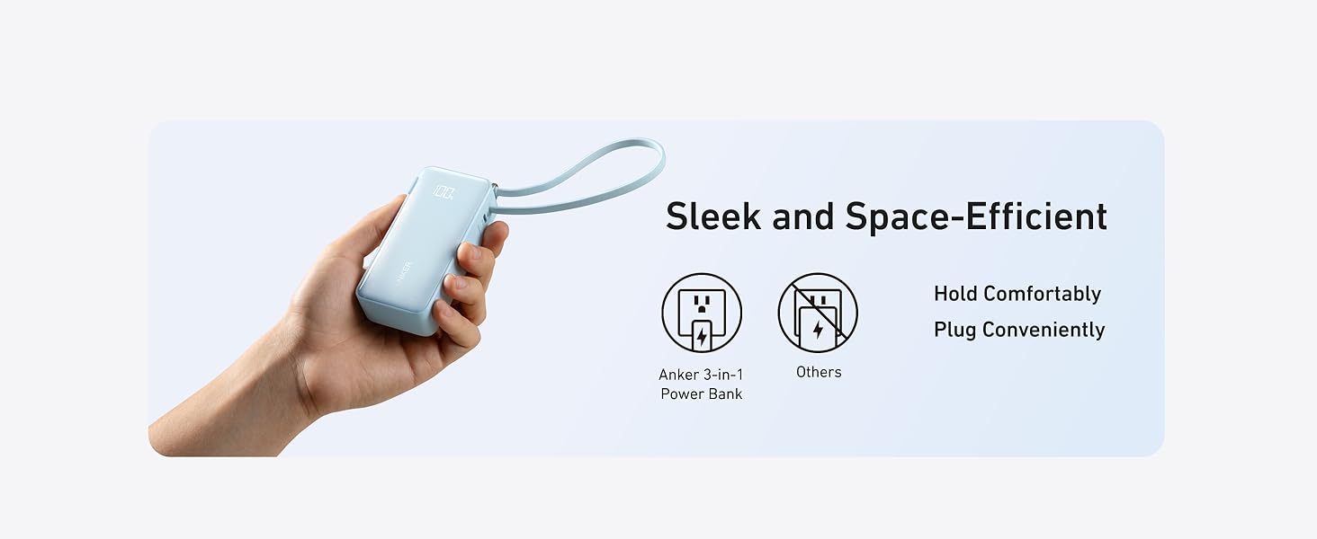 Anker A1637 Fusion 10000mAh 30W Power Bank with Built-in USB-C Cable