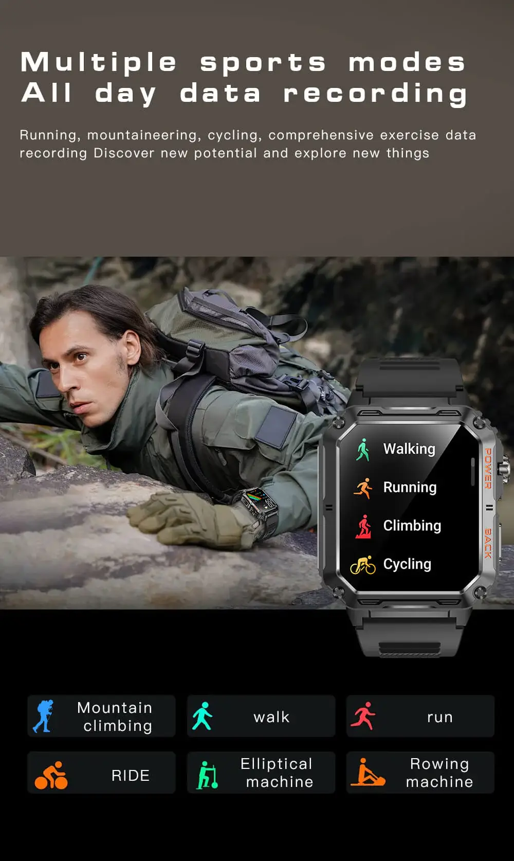 Valdus VD38 Rugged RGB Calling Smart Watch