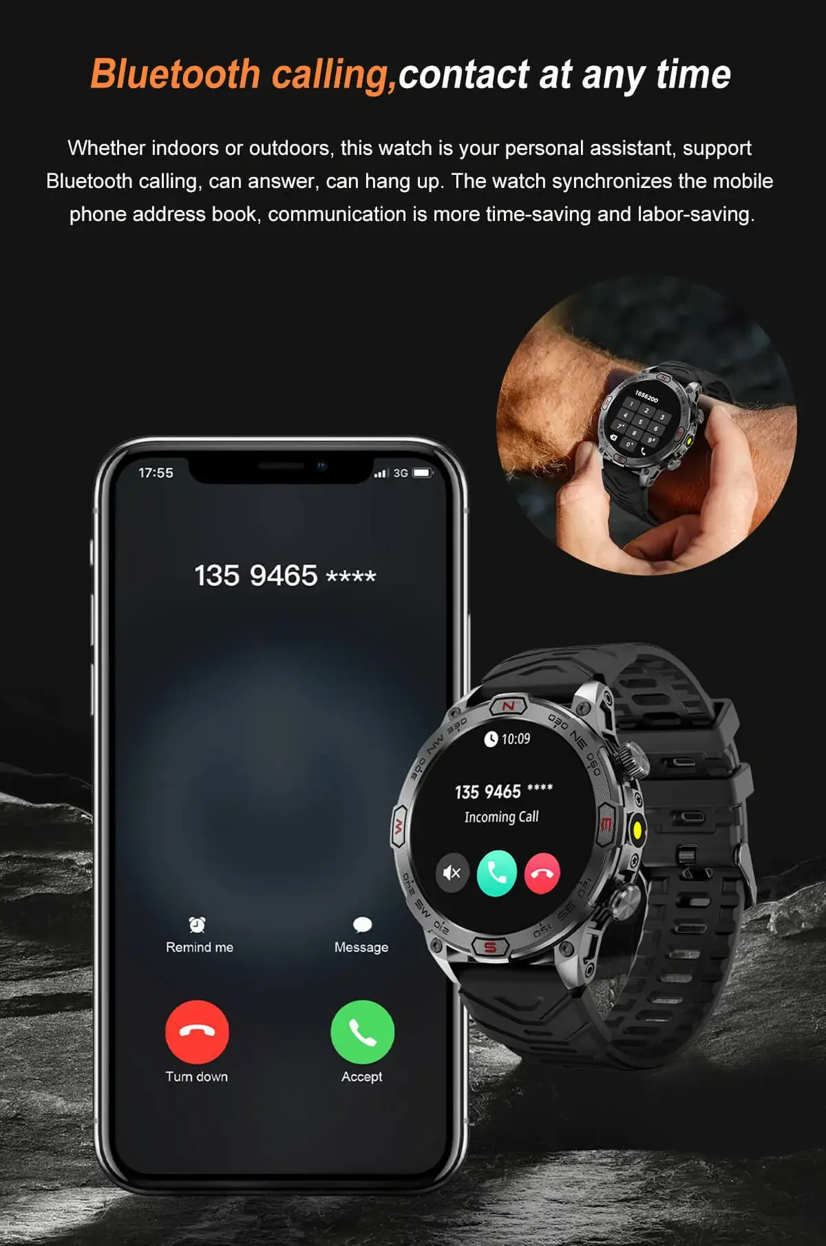 Valdus VD36 Pro Rugged Men Outdoor Smartwatch