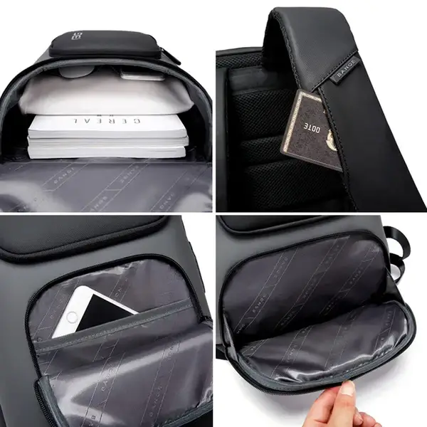 BANGE 7216 Plus 35L Anti-Theft Travel Backpack with USB Charging Port & Lock