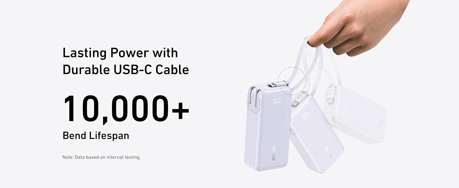 Anker A1637 Fusion 10000mAh 30W Power Bank with Built-in USB-C Cable