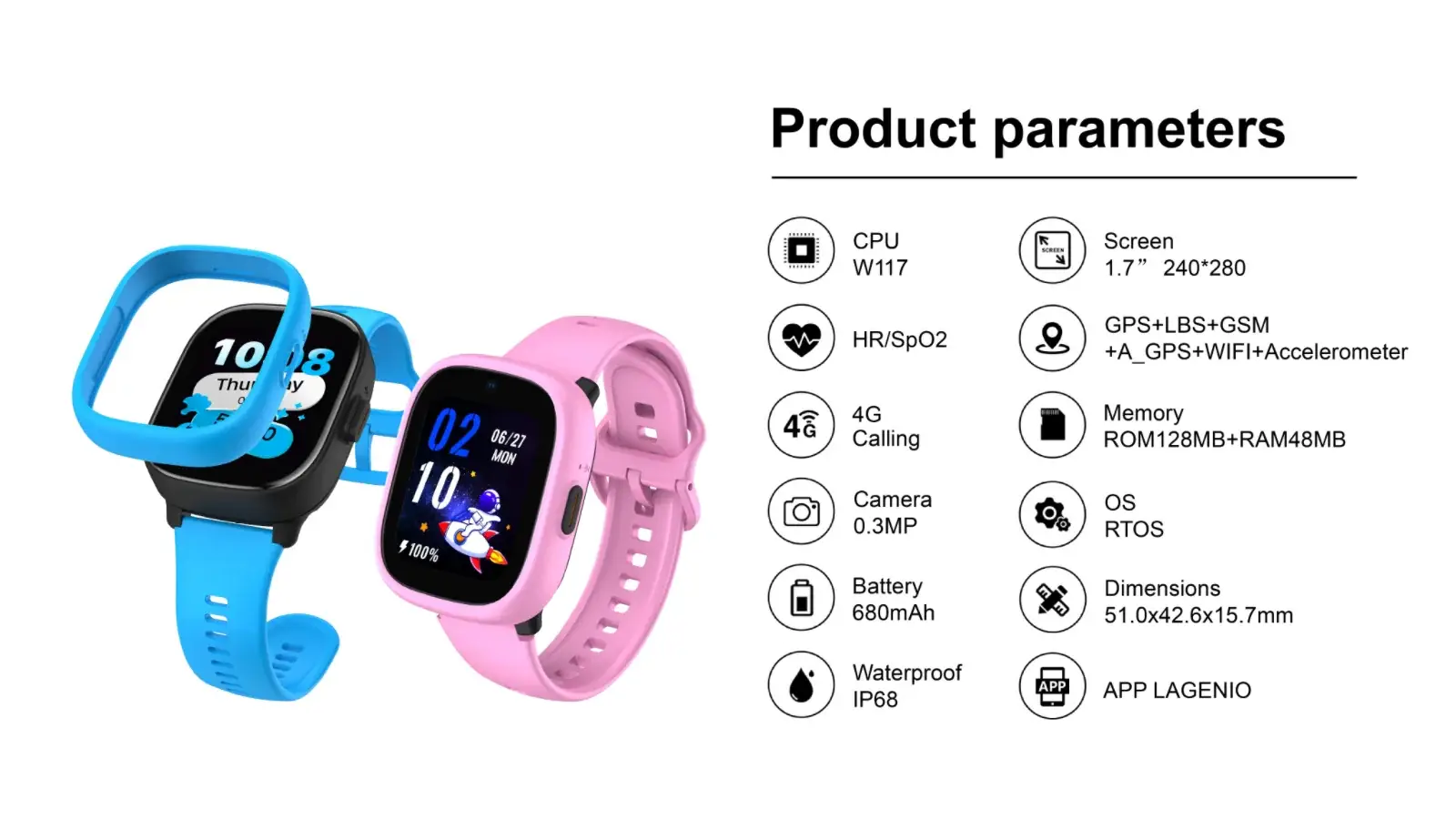 LAGENIO K3 4G Kids Smartwatch with GPS & Video Calling