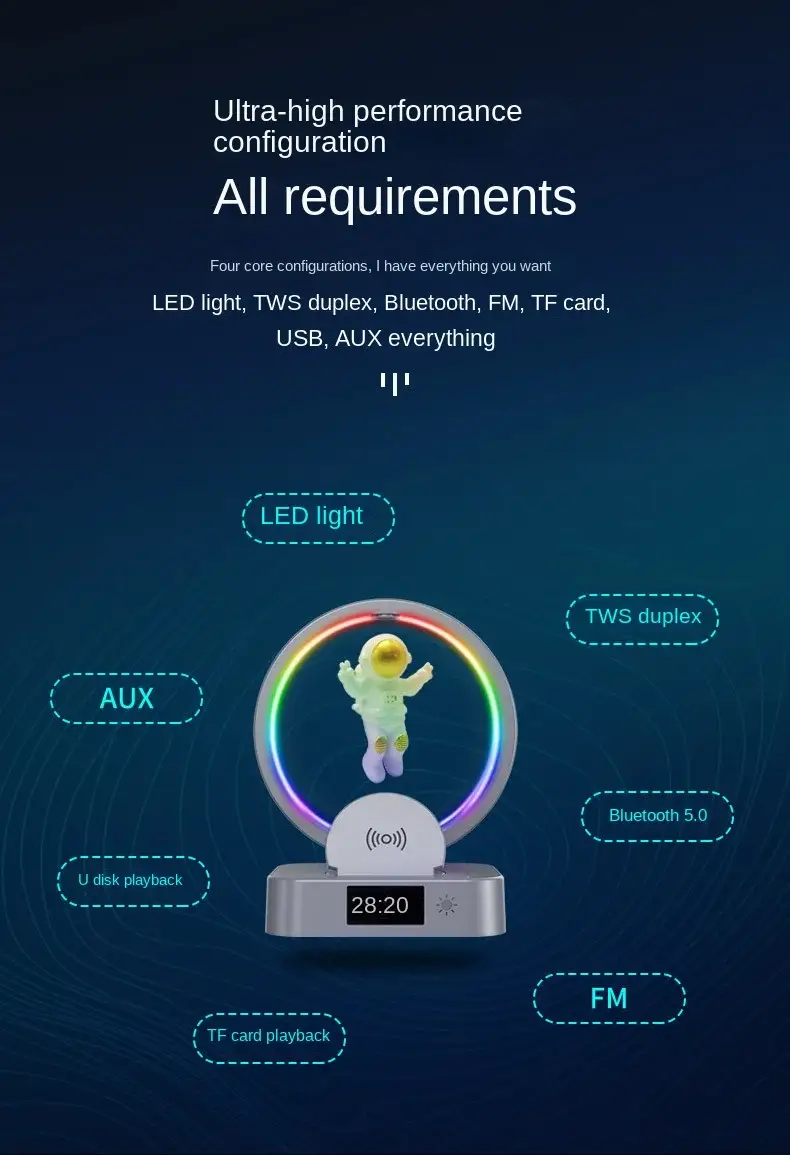 Magnetic Levitation Astronaut Bluetooth Speaker with 360° Floating Sound