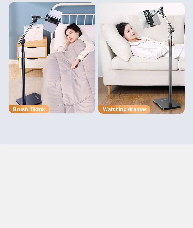 Rtako Ld057 1.6M Extendable Floor-Standing 360° Turbo Self-Locking Lazy Bracket For Tablets And Smartphones