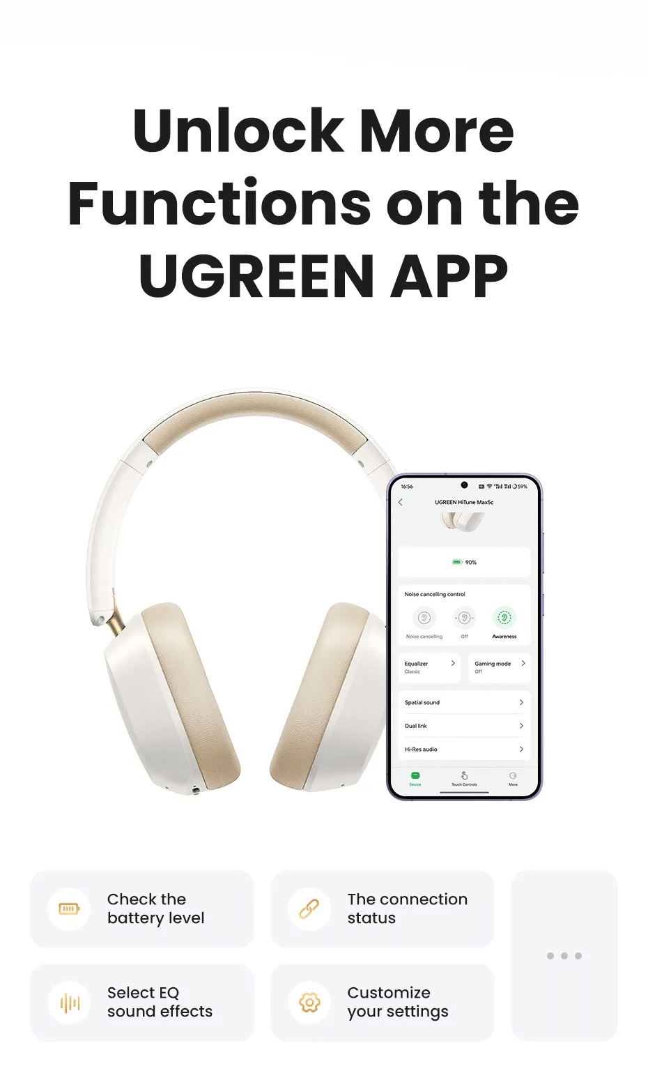 UGREEN HP203 HiTune Max5c ANC Bluetooth Headphones 