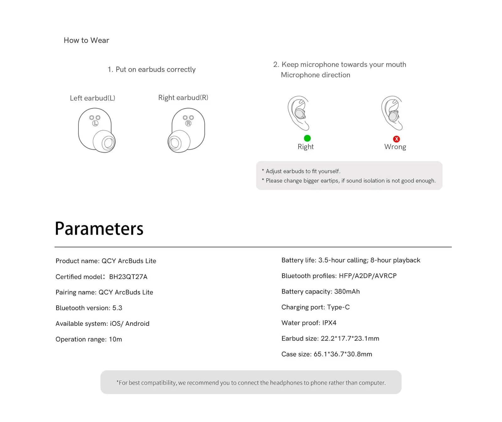 QCY Arc Buds Lite T27 True Wireless Earbuds