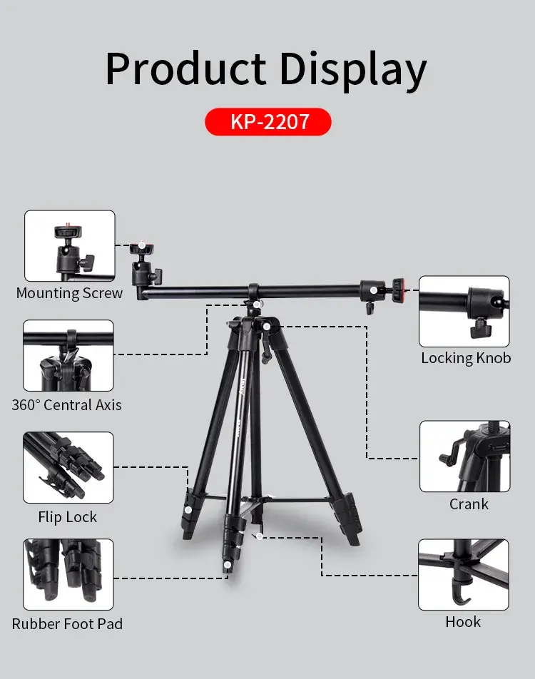 Jmary KP-2207 Portable Aluminum Alloy Tripod Stand
