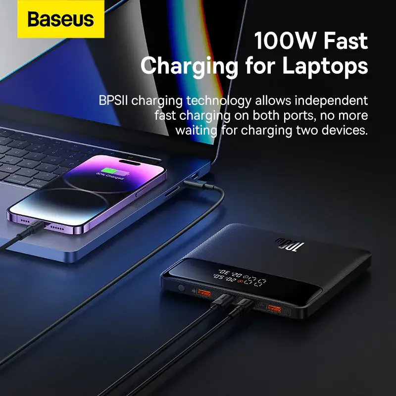 Baseus Blade 100W Power Bank 20000mAh Type C PD Fast Charging Portable Powerbank for MacBook/Laptop