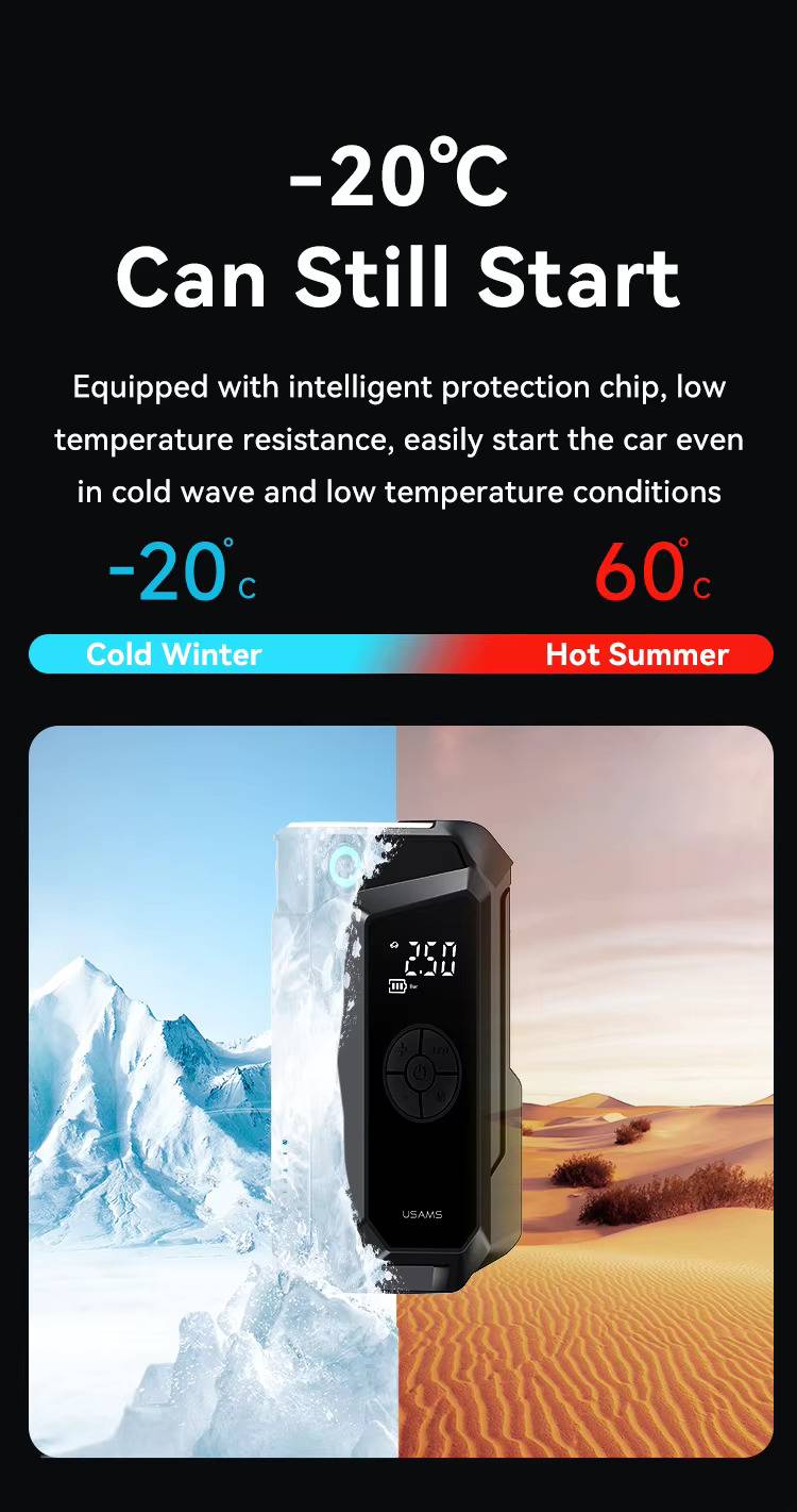 USAMS ZB287 2-in-1 8000mAh Portable Car Jump Starter & Power Bank