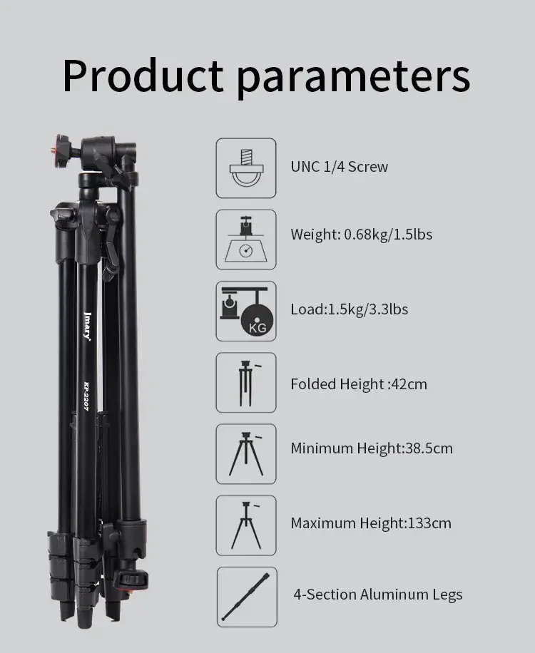 Jmary KP-2207 Portable Aluminum Alloy Tripod Stand