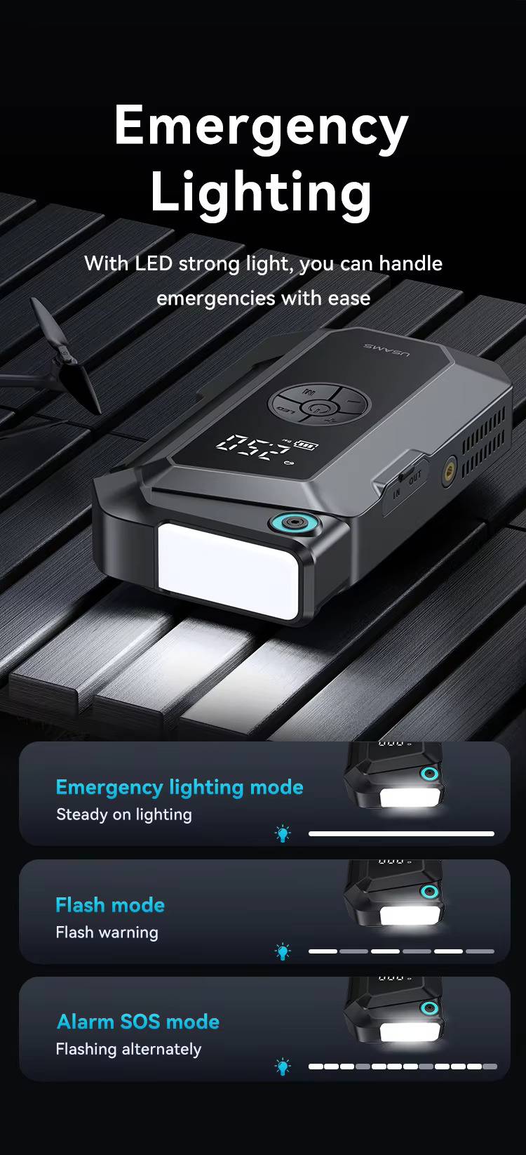 USAMS ZB287 2-in-1 8000mAh Portable Car Jump Starter & Power Bank