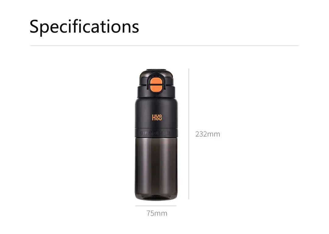 Huohou 750ml Motivational Leak-Proof Reusable Water Bottle for Sports & Fitness