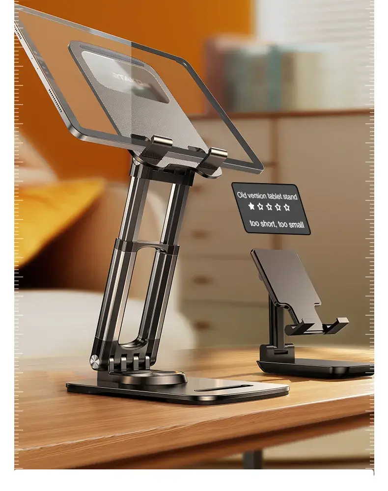 RTAKO ZJ-P01 360° Rotating Adjustable Phone and Tablet Stand with Single-Handed Operation