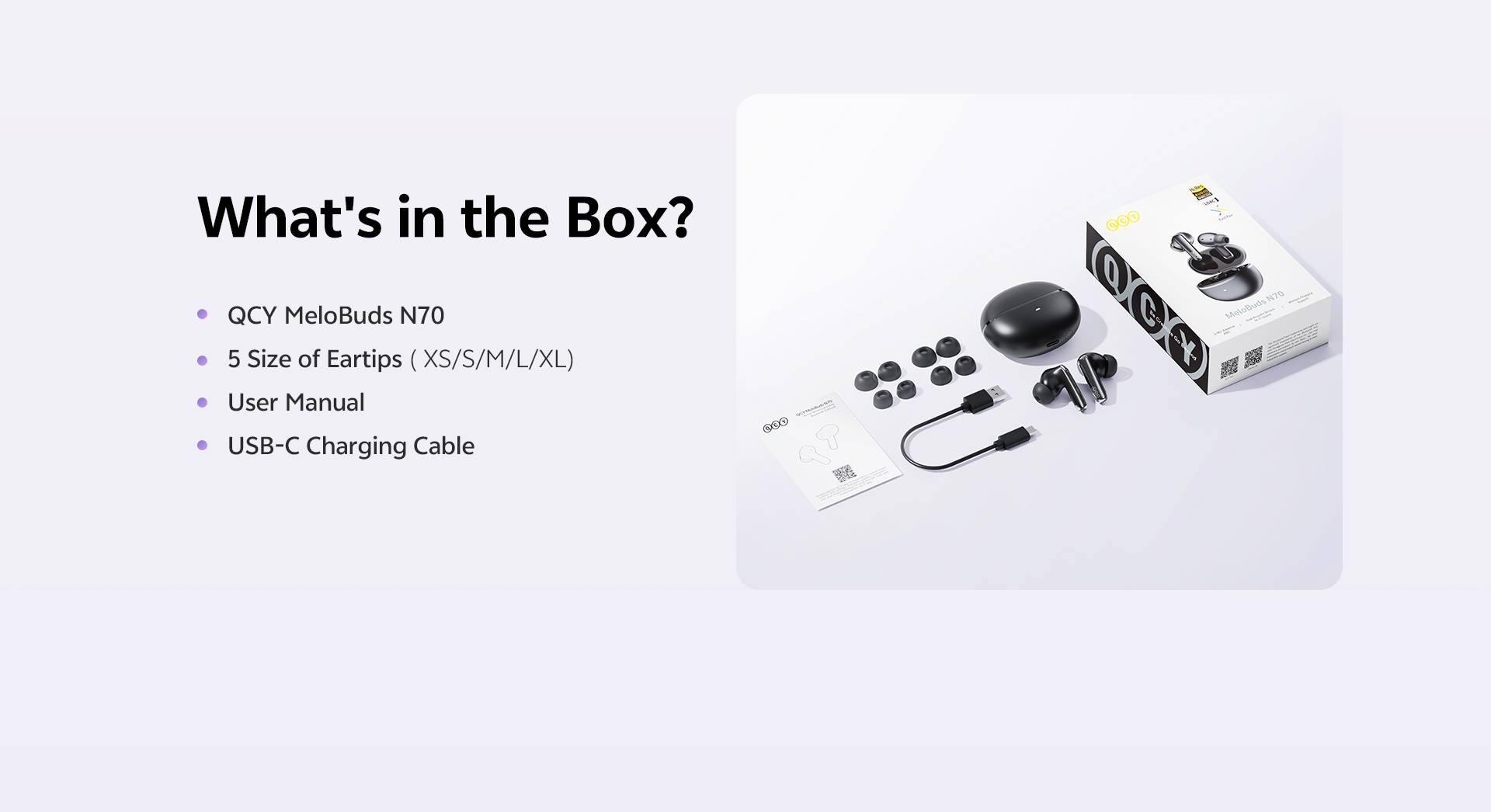 QCY MeloBuds N70 True Wireless Earbuds with 56dB Adaptive ANC & LDAC