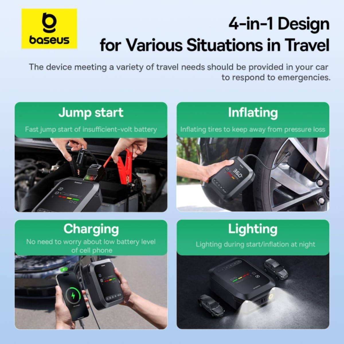 Baseus Primetrip Series Super Energy 4-in-1 Multifunctional Car Jump Starter 1200A