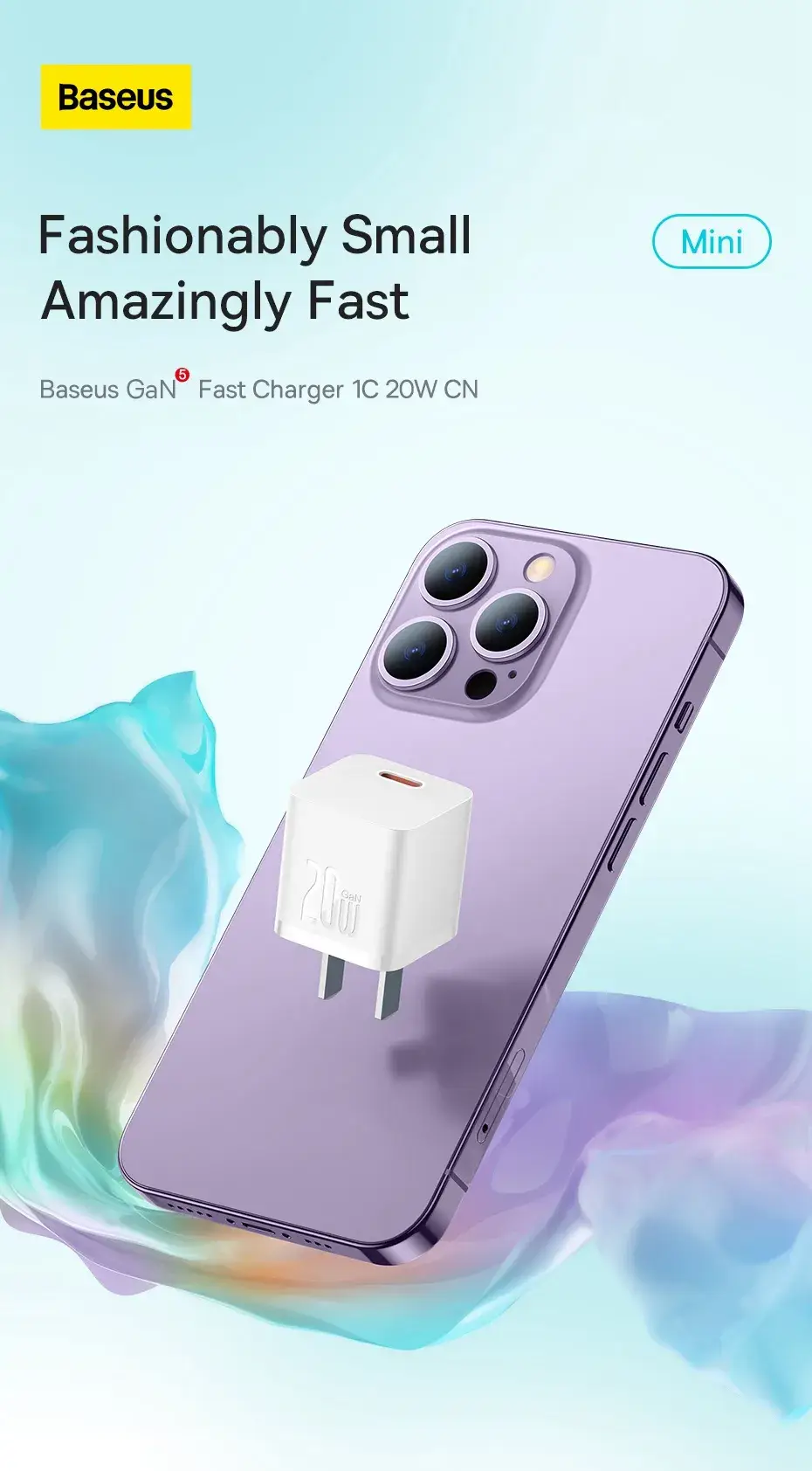 Baseus GaN5 20W USB-C Fast Charger Adapter CN Plug