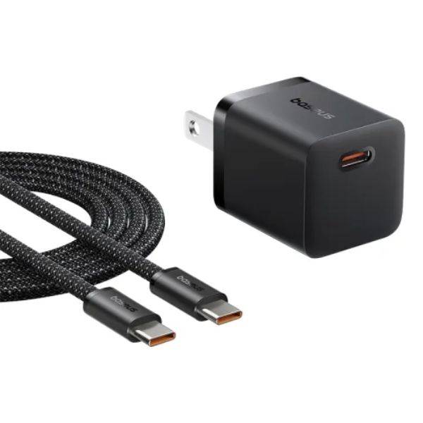 Baseus GaN5 Mini 25W Fast Charger (1C) with 1M USB-C to USB-C Cable