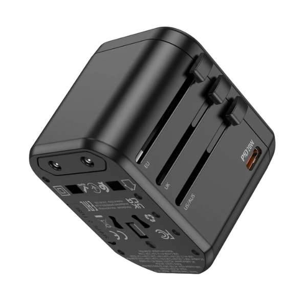 Hoco AC15 Walker Universal Conversion Charger with 20W PD & 2 USB Ports (3-Port)
