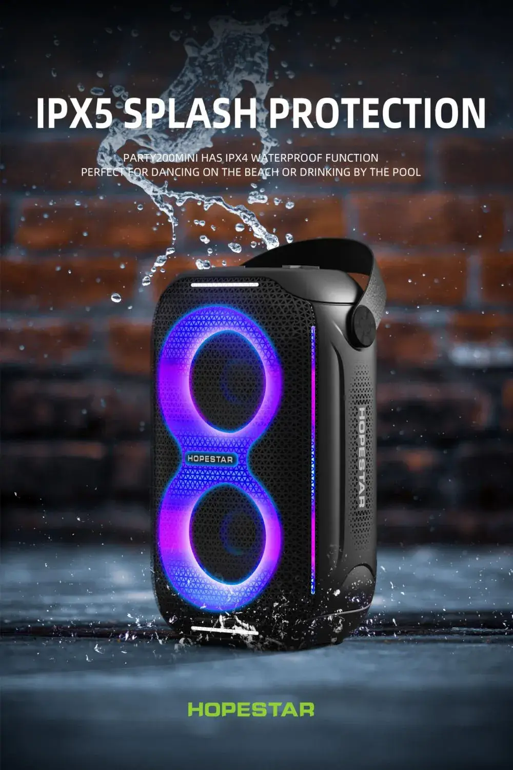 Hopestar Party 200 Mini 20W Portable Bluetooth Wireless Speaker with Powerful Sound & RGB Lighting