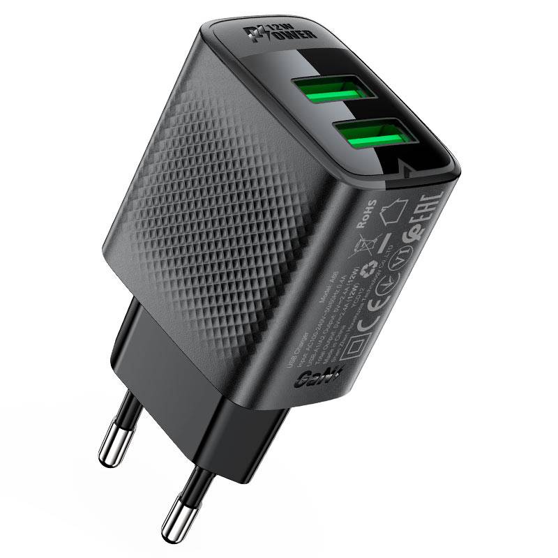 Acefast A86 12W Dual USB-A Fast Wall Charger Adapter