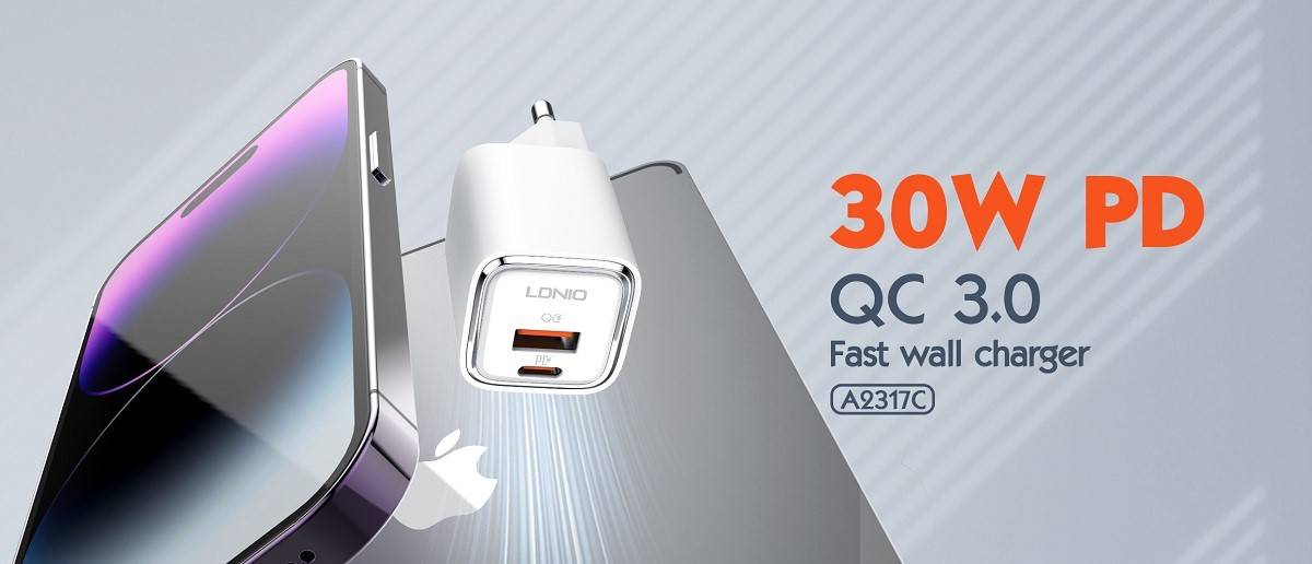 LDNIO A2317C 30W PD & QC3.0 Fast Charging Adapter