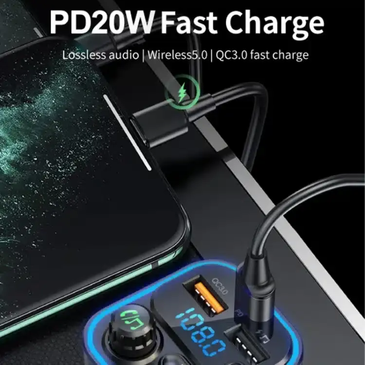 WEKOME WP-C52 Pop Digital Series MP3 Wireless Fast Charging Bluetooth Car Charger