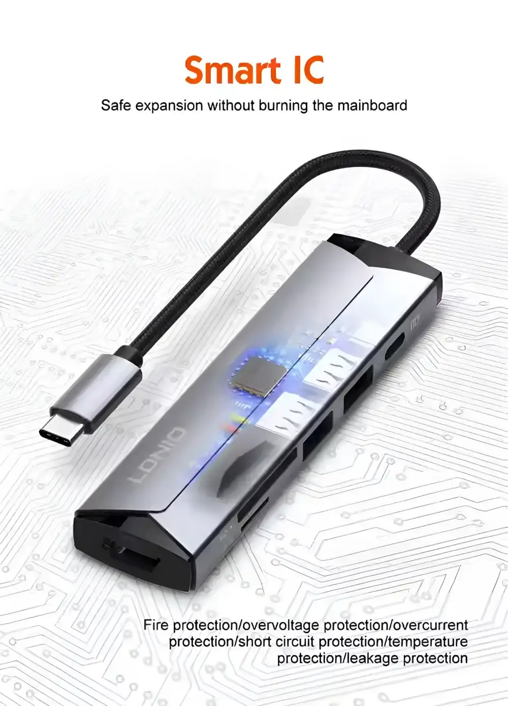 LDNIO DS-56H 5-in-1 USB-C Docking Station with 100W PD Charging & Data Hub