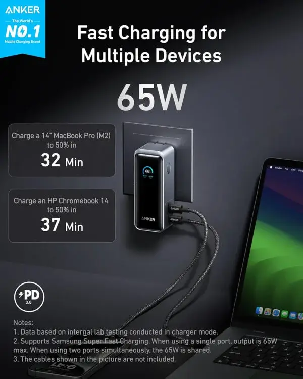 Anker Prime A1339 65W 9600mAh Fusion Power Bank with GaN Technology