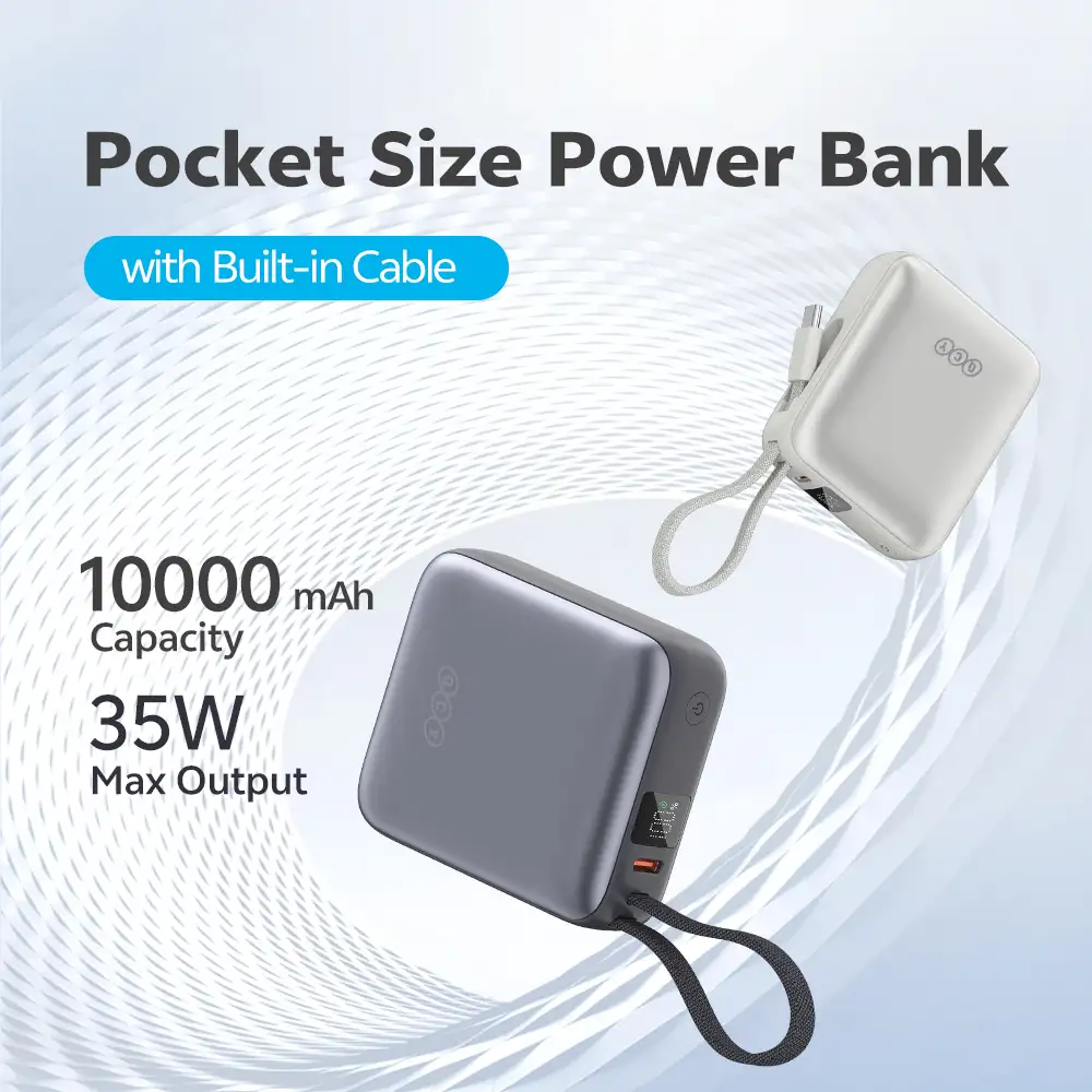 QCY PB10C 10000mAh 35W PD Fast Charging Compact Power Bank