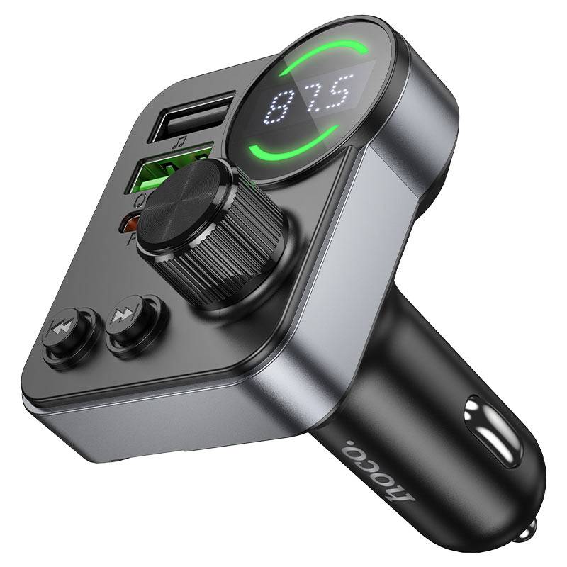 Hoco E86 Alegria 48W Dual-Port Car Charger with PD 30W, QC 3.0 Fast Charging & Bluetooth FM Transmitter