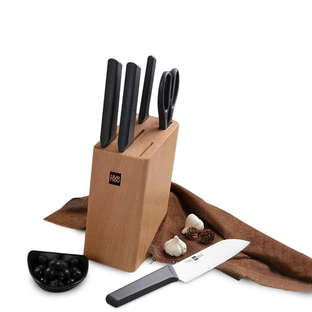 Huohou HU0057 6-in-1 Kitchen Knife Set with Wooden Stand Huohou HU0057 6-in-1 Kitchen Knife Set with Wooden Stand