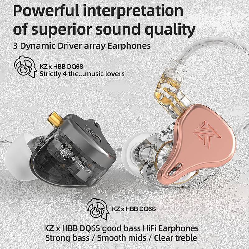 KZ x HBB DQ6S Triple Dynamic Driver Array In-Ear Earphones